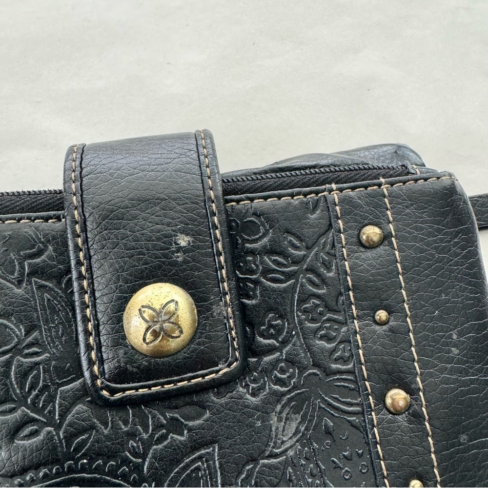 Relic Black Floral Tooled Leather Checkbook Wallet Boho - Picture 4 of 11